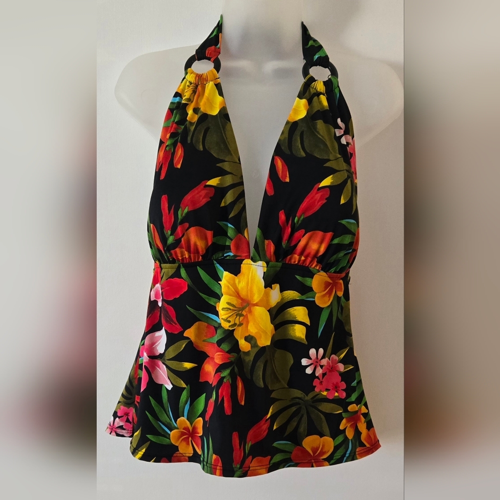 Caribbean Joe Swim Top Halter Style Tankini (Top Only) Sz 18